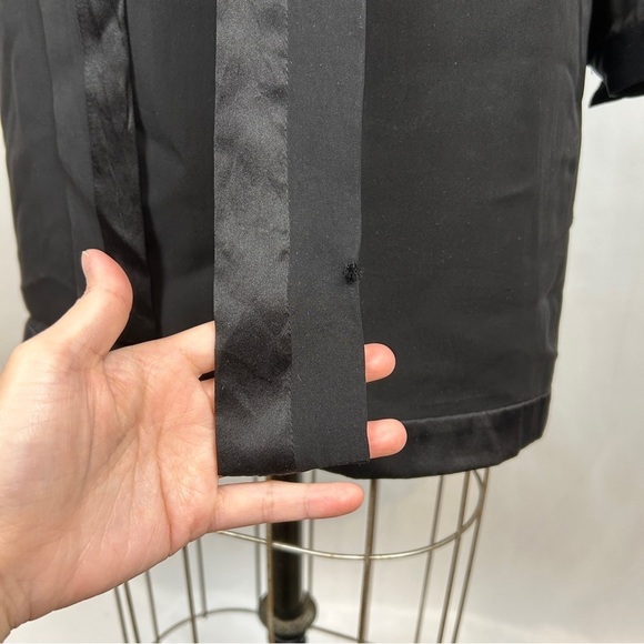 Thread Social Black Long Sleeve Silky Shift Button Front Mini Dress Size 4 - Picture 8 of 12